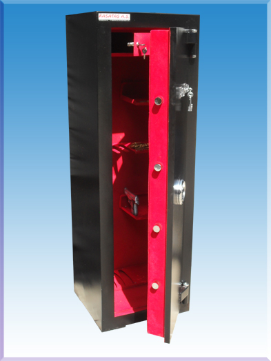 . 6 TÜFEKLİK  3 RAFLI SİLAH MÜHİMMAT KOYMA YERLİ İÇİ DOLAPLI 2 ANAHTARLI TÜFEK KASASI 150*51*45CM 122KĞ ( 89.999TL  )+KDV