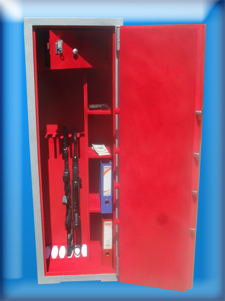 -. 6 TÜFEKLİK  3 RAFLI SİLAH MÜHİMMAT KOYMA YERLİ İÇİ DOLAPLI 2 ANAHTARLI TÜFEK KASASI 150*51*45CM 122KĞ ( 89.999TL  )+KDV