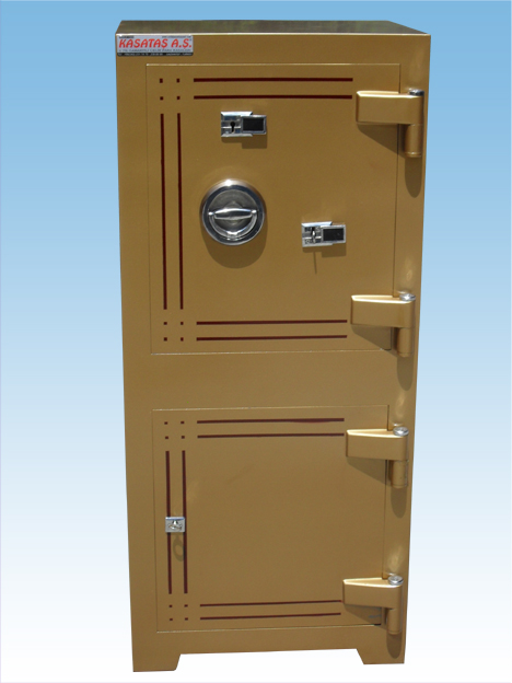 0010AY - 125 LİK GAZİANTEP MODEL ALTI DOLAPLI ALTIN RENGİ YAPRAK MENTEŞELİ ÖZEL 1.000.000 KOMBİNASYONLU ANAHTARLI ÇELİK KASA  125*55*45cm 250Kg  Sadece ( 59999TL  )+KDV ADRESE TESLİM
