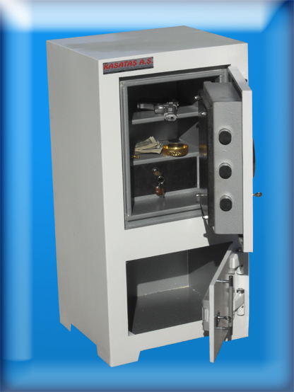 007BA2AK OFİS TİPİ ALTI DOLAPLI ÖZEL MATKAP DELMEZ MAYMUNCUK AÇMAZ ANAHTARLI KIRMA KOLLU YAPRAK MENTEŞELİ ÇELİK PARA KASASI 85*44*38CM 170KĞ ( 36999TL )+KDV ADRESE TESLİM