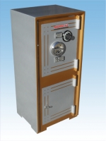 008AÖM ÖZEL OFİS TİPİ ALTI DOLAPLI DIŞI ALÜMİNYUM RENK ÇERÇEVESİ SİYAH KAPAKLARI ALÜMİNYUM RENK MEKANİK ŞİFRELİ VE ÖZEL MAYMUNCUK AÇMAZ ANAHTARLI ANAHTAR ALTI MATKAP DELMEZ ÇELİKLİ KIRMA KOLLU ÇELİK PARA KASASI 105*48*39CM 180KĞ ( 28999TL )+KDV ADRESE T