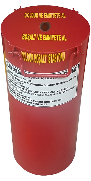 "     003DBŞT TÜFEK VE TABANCA İÇİN ÖZEL GÜVENLİK GİRİŞ TİPİ 28ÇAPINDA 60 YÜKSEKLİKTE TÜFEK VE TABANCA DOLDUR BOŞALT BİDONU 60*28CM ( 14.999TL )+KDV