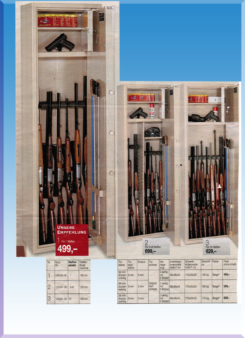 * 1 KODLU 7 TÜFEKLİK İÇİNDE DOLAPLI 2 ANAHTARLI ÇELİK TEK CİDARLI TÜFEK KASASI 175*50*35CM 142KĞ ( 1699€ )+KDV ADRESE TESLİM