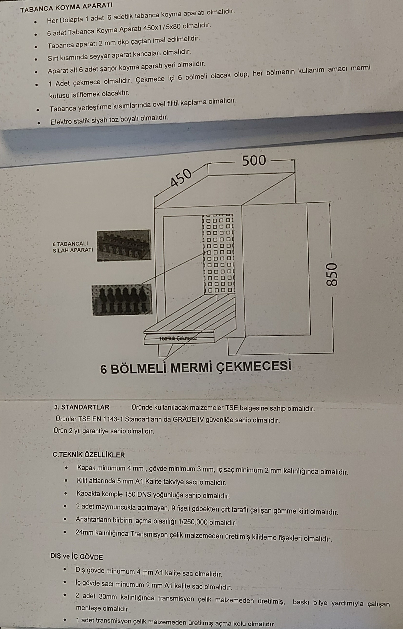 6 BÖLMELİ PARA MERMİ ÇEKMECESİ KASASI ( 6 ADET SİLAH ŞARJÖR KOYMA APARATLI ÇELİK PARA KASASI ) 85*50*45CM 250KĞ ( 3400€ )+KDV ADRESE TESLİM