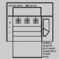 KIBRIS ELEKTRONİK ŞİFRELİ KOMPLE AŞŞAGIYA KATLANIR VİTRİNLİ ASANSÖRLÜ KUYUMCU KASASI 125*200*90CM 1500KĞ ( 10.000€ )+KDV  KARĞO DAHİLDİR.