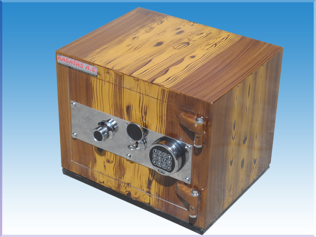 "001EKLE OFİS TİPİ 1 ANAHTARLI 1 ELEKTRONİK ŞİFRELİ ÖNÜ KROMLU SARI AHŞAP RENK BOYALI ÖZEL ÇELİK PARA KASASI DIŞ ÖLÇÜSÜ 40*50*40CM İÇ ÖLÇÜSÜ 30*40*25CM 200KĞ ( 749€ )+KDV ADRESE TESLİM