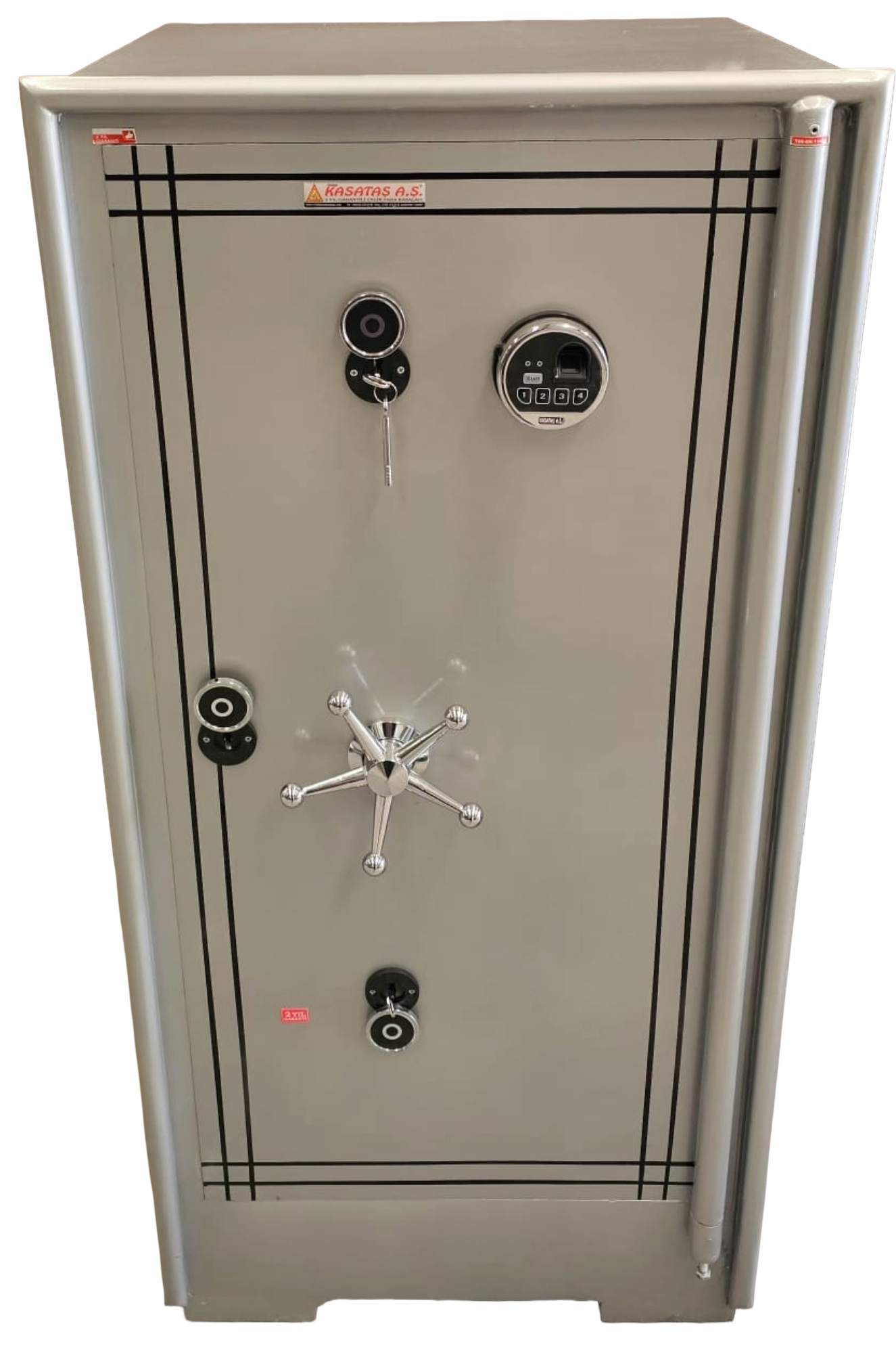 "       OFİS TİPİ TEKKAPILI 3 ANAHTARLI PARMAK İZLİ ELEKTRONİK ŞİFRELİ ZIRHLI ÇELİK PARA KASASI 140*60*50CM 500KĞ ( 1999€ )+KDV