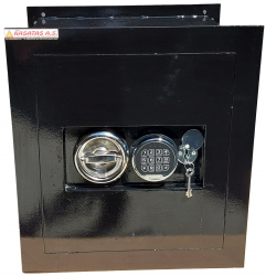 " 046EAGAK 5 KLASÖR SAKLAMA KAPASİTELİ ELEKTRONİK ŞİFRELİ VE ANAHTARLI ANKASTRE DUVAR KASASI 46*39*35cm 28Kg ( 899€ )+KDV