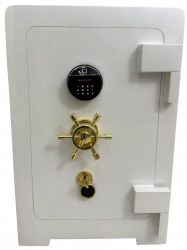 "   007HRNSEP ELİPS EV VE OFİS TİPİ YÜKSEK GÜVENLİKLİ SARI NİKELAJLI KOLLU VE AGIZLIKLI HERKÜL CAM KİLİTLEMELİ TANK ZIRHLI ELİPS DOLGULU ÇELİK PARA KASASI 80*55*55CM 400KĞ ( 2399€ )+KDV