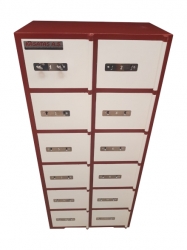 . 12 BÜYÜK 107 TOPÇU ALAYI TİPİ GÖZLÜ ÇİFT KİLİTLİ KAPAK 4 MM YANLAR 2 MM KAPAKLARI KREM RENK DIŞI KİREMİT KIRMIZI RENK EMANET KASASI 126*55*31CM 100KĞ ( 1199€ )+KDV ÜCRETSİZ KARGO